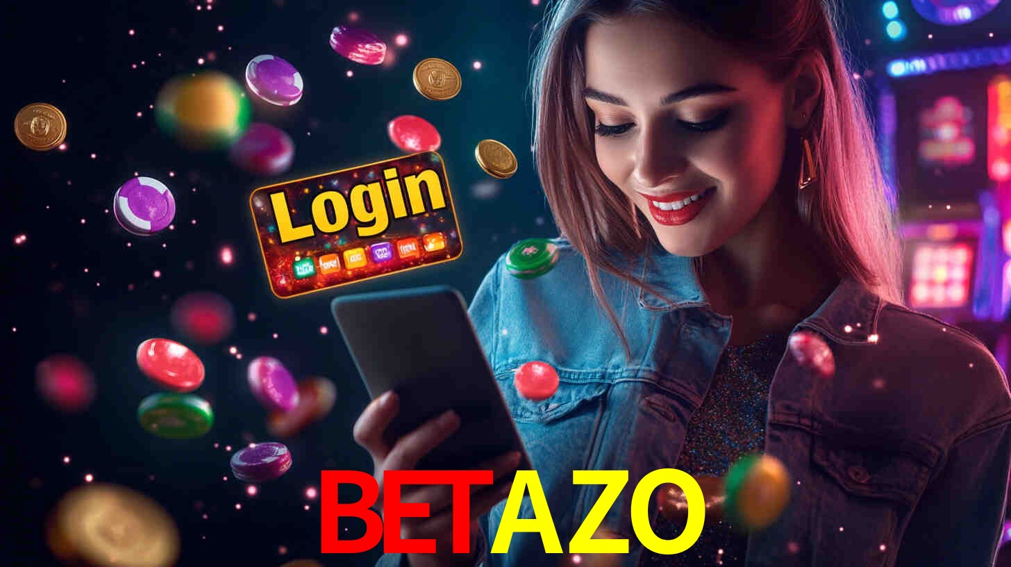 Escena dinámica inspirada en casino con iluminación BETAZO, cartas, fichas e íconos de juegos digitales en un espacio moderno de juegos.