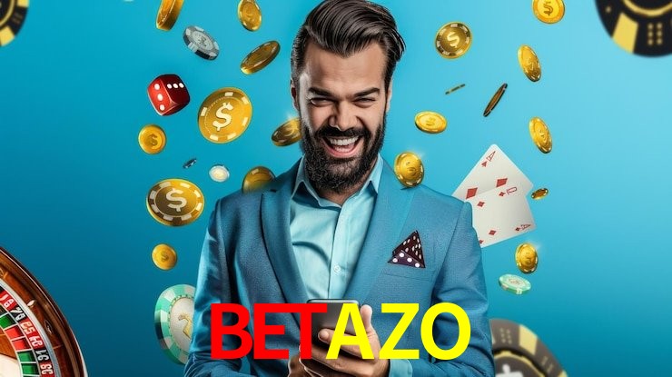 Una escena digital vívida inspirada en casino con BETAZO mostrado prominentemente, luces brillantes, fichas, cartas y acentos dorados.